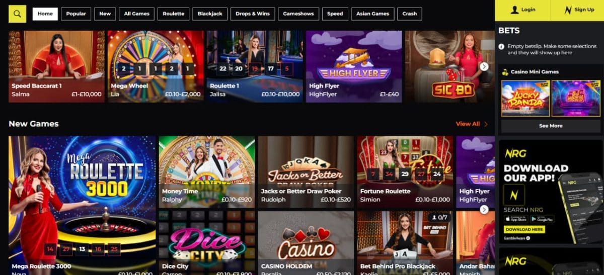 NRG Casino — Slots, Jackpots & Live Tables image 3
